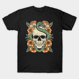 Traditional Skeleton Serpent Tattoo T-Shirt